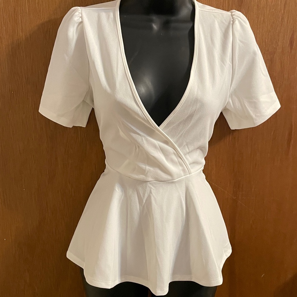 Elegant White Wrap Blouse